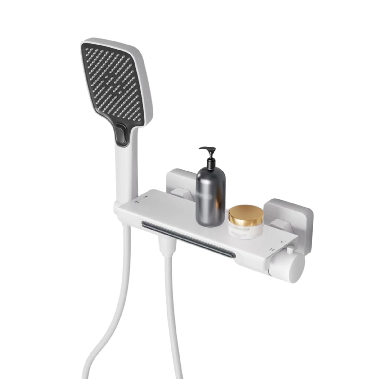 Pommeau de douche design suralimenté avec barre réglable et douchette à main puissante