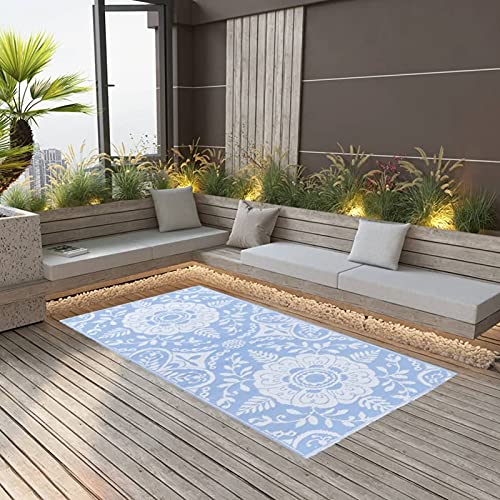 JUDYY Alfombra de Exterior, Alfombra Interior Exterior, Alfombras para Terrazas, Alfombras Exterior Jardin, Alfombra Exterior Terraza, PP Azul bebé 120x180 cm