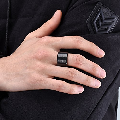 King Will Basic Men Wedding Black Tungsten Ring 15Mm Matte Finish Beveled Polished Edge Comfort Fit 11 #TOP3