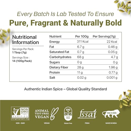 AYUSHKA ORGANIC Green Cardamom Powder (Elaichi Powder) Organic Ground Cardamom 3.5 oz / 100g - image 8