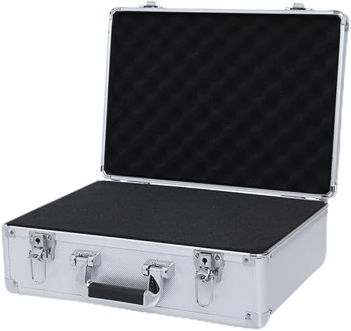 Miniatura 5 de Estuche rígido de aluminio con inserto de espuma personalizable para bricolaje, 14 x 10 x 4 pulgadas (acabado negro)