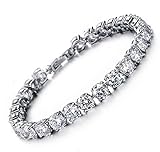 MEETYOO Tennis Bracelet with Swarovski Elements Crystal Jewelry Women Lady Zirconia Platinum Plated Bangle for her