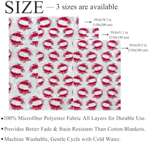 Couverture polaire lèvres blanches microfibre 150x200 cm pour canapé