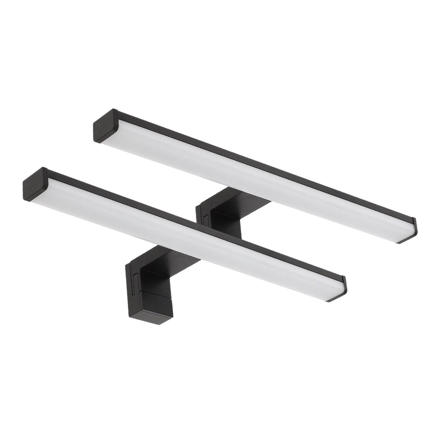 LED Universum - moderne LED Spiegelleuchte Monica 2-er Set 40cm schwarz eckig 7,4W 900lm 4000K IP44 für Badezimmer, Spiegel oder als Bilderleuchte, Steck- Klemm- Wandmontage