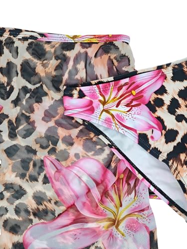 Image of Girl's 3 Piece Sets Floral Print Bikini Swimsuit High Waisted Bathing Suits with Beach Skirt Coverups