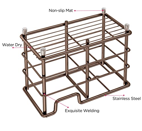 Hblife Small Toothbrush Holder For Bathroom, 5 Slots Bronze Stainless Steel Bathroom Accessories Organizer For Small Spaces #TOP4
