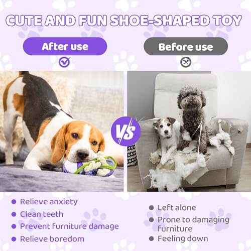 dellyy Hundespielzeug Kuscheltier, Hundespielzeug für Welpen und Kleine Hunde, Geschenke für Hunde, Slipper-Spielzeug, Hundegeschenk Weiches Quietschendes Plüschspielzeug (Lila)