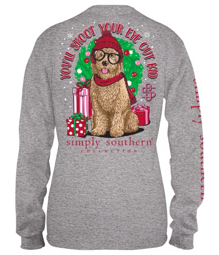 Simply Southern You'll Shoot Your Eye Out Kid Christmas Puppy Youth Long Sleeve Shirt2
