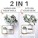 Wall Planters for Indoor Plants Modern Design Wall Plant Holder with 2 Ceramic Pots & 2 Wall Mounts Dual Purpose As A Wall Planter or Table Top Plant Stand - Matte Gold