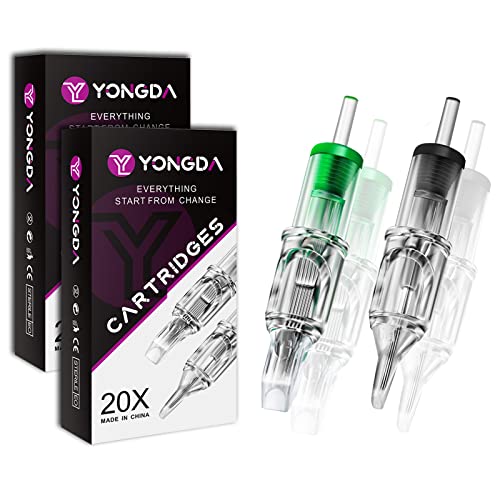 YONGDA Tattoo Needles Cartridges 40pcs Mixed 1203RL 1205RL 1207M1 1209M1 Round Liner Magnum Tattoo Cartridge Needles for Beginners or Artists and Rotary Machine