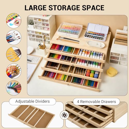 Tiroir de rangement pour pinceaux et crayons avec compartiments