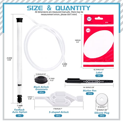 Cimeton 16Pcs Airlock Set For Fermentation, Auto Siphon With 6 Feet Clear Tubing, Twin Bubble S Type Airlock With Silicone Stopper And Rubber Grommets #TOP1
