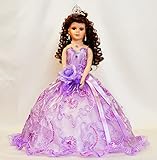 Kinnex Collections by Amanda 18'' Porcelain Quinceanera Umbrella Doll (Quince Anos)~ KK18725-5 ~ (Light Purple)