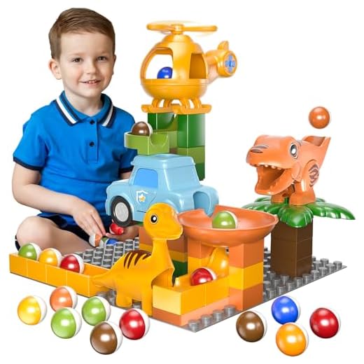 Airkid Marble Runs for Kids 4-8, Marble Runs Building Blocks with Dinosaur Toys, STEM Building Toys, Compatible with All Major Brands of Building Blocks for Kids Ages 3 4 5 6 7 8+ Boys Girls Gifts