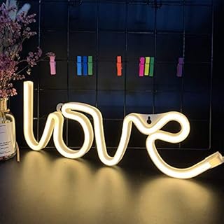 ENUOLI Love Neon Signs Neon Love Lights Neon Light for Bedroom Wall Love Neon Signs USB/Battery Operated Neon Signs Love for Bedroom Neon Signs Warm White Night Light for Party Wedding Birthday