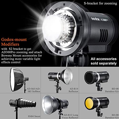 Godox AD300 Pro AD300Pro Outdoor Flash Strobe Light, 300Ws TTL HSS 1/8000s Studio Flash Monolight, 2600mAh Lithium Battery, 12W Modeling Lamp, Compatible for Canon Sony Nikon Fuji Olympus Panasonic