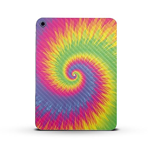 Image of MightySkins Carbon Fiber Skin Compatible with Apple iPad 10.9 inch 10th Gen (2022) Full Wrap Kit - Vibrant Tie Dye | Protective, Durable Textured Carbon Fiber Finish | Easy to Apply | Made in The USA