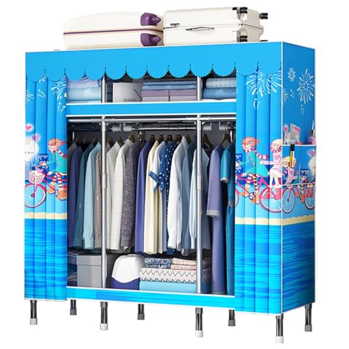 Armario de lona portátil con barra para colgar ropa de gran capacidad 170 cm de alto