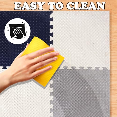 Image of EASYHOME Interlocking Mat - 12mm Thick | 60x60cm 9 Tiles (36 Sq Ft Area) for Kids | Soft & Protective Puzzle Mat for Baby Crawling, Playroom & Exercise