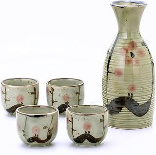 JapanBargain 4977 - Juego de tazas de porcelana japonesa para servir sake caliente y frío, color verde, 8.5 onzas