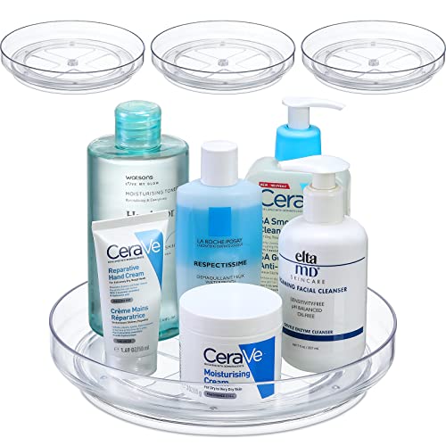 Set Of 4, 9 Inch Clear Non-Skid Lazy Susan Organizers - Turntable Rack For Kitchen Cabinet, Pantry Organization And Storage, Fridge, Bathroom Closet, Vanity Countertop Makeup Organizing, Spice Rack #TOP7