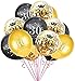 Produktbild Oblique Unique® Konfetti Luftballon Set für 30. Geburtstag Feier Party Ballons 15 Stück Schwarz Gold Transparent