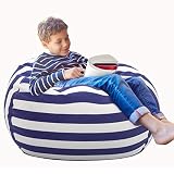 Aubliss Stuffed Animal Storage Bean Bag Chair Cover Only for Plush Toys, Blankets, Large 38"-Canvas