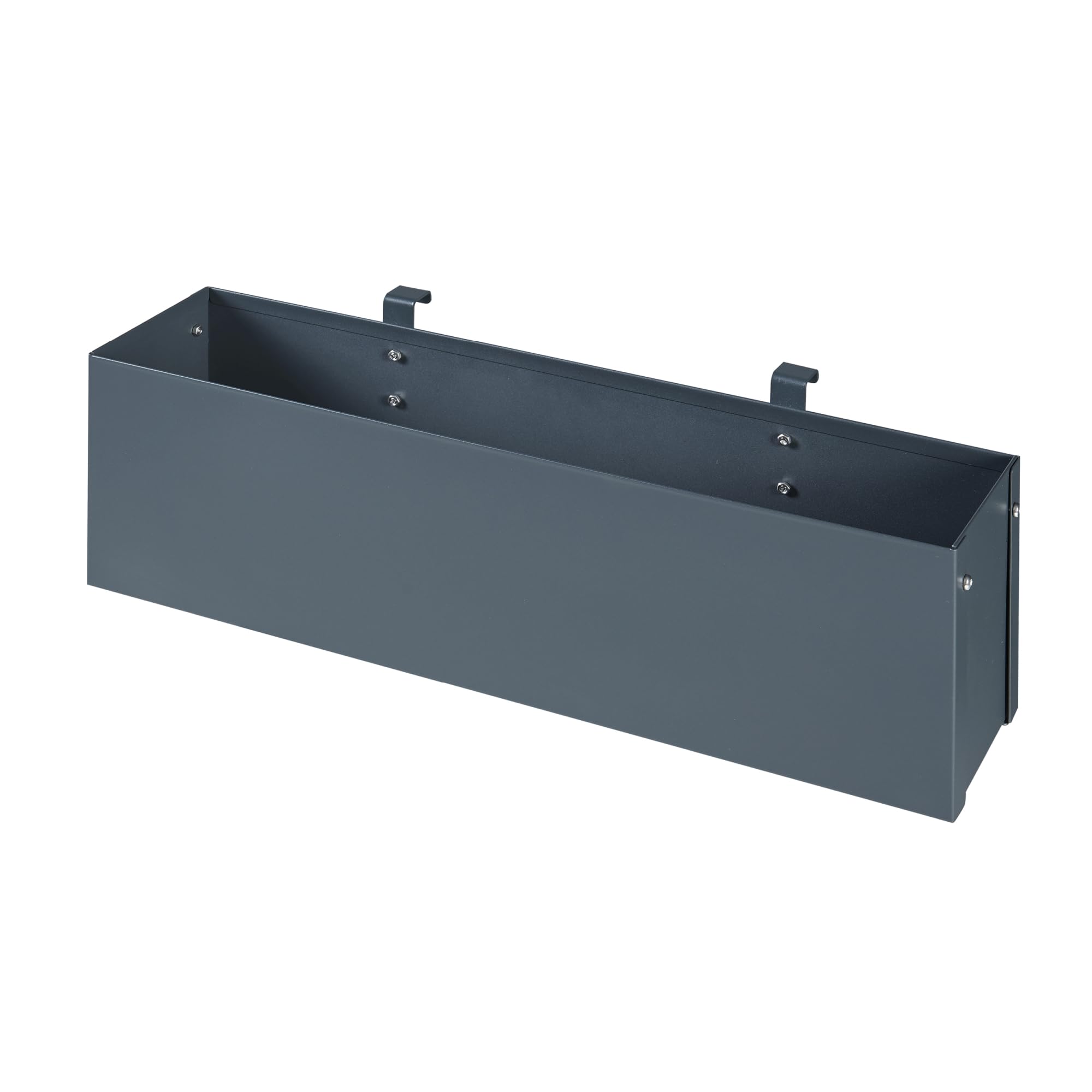 [en.casa] Jardinera Colgante con Orificios de Drenaje Macetero Exterior o Interior con 2 Ganchos para Flores Hierbas de Cocina Acero Galvanizado 50x12x15 cm - Antracita