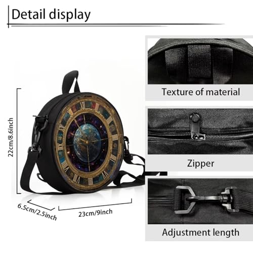 Image of Women Novelty Round Clock Shape Zippered Clock Purses for Women Tote Handbag Shoulder Bag, Gift for Mom Girlfriend