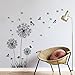 Produktbild Tanlaby Löwenzahn Wandsticker Schwarz Blumen Wandtattoo Pusteblume Schmetterlinge Wandaufkleber für Wohnzimmer Schlafzimmer Büros Sofa Hintergrund Hause Wanddekoration