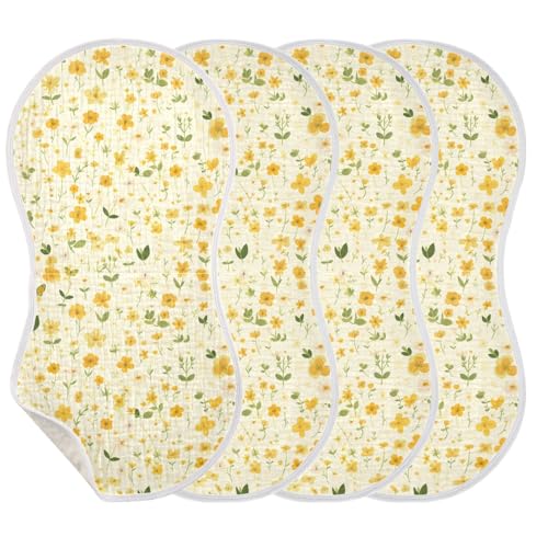 Small Yellow Flowers Cotton Muslin Baby Burp Cloths Good Absorbent Baby Rags for Unisex boy and Girl Set of 2, 22x11in3