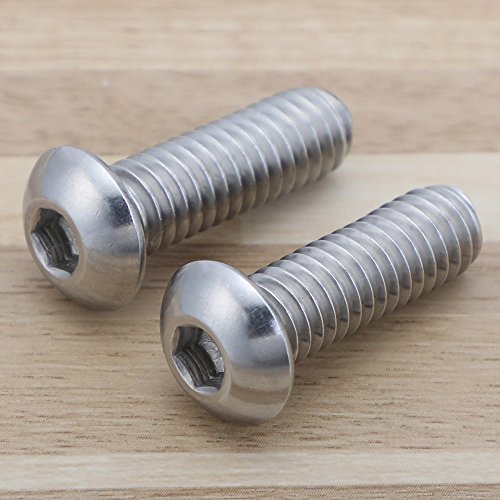 1/4-20 X 1/2" Button Head Socket Cap Bolts Screws, 18-8 Stainless Steel, Bright Finish, Full Thread, Allen Hex Drive, 25 Pcs #TOP3