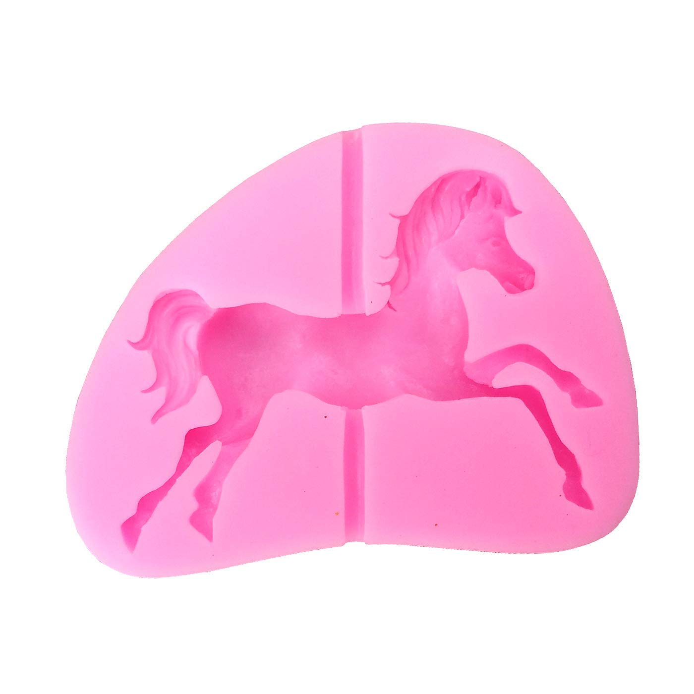 7horse® 3D Carousel Horse Silicone Mold Merry-Go-Round Fondant Chocolate Mould Cake Cupcake Topper Baking Decorating Tool