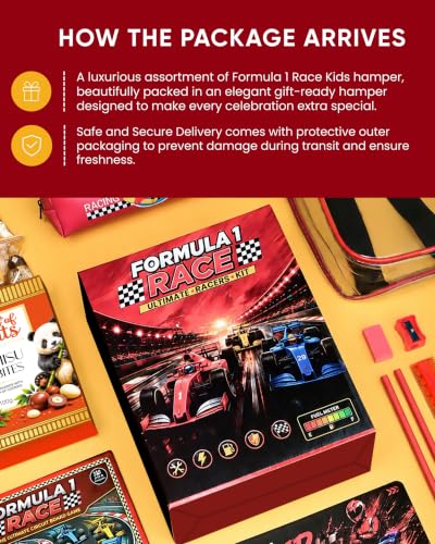 Image of Hyperfoods Car Rakhi for Kids Boys Rakhi Gift Hamper with 100g Bon Bites Chocolates Racing Car Game Set Stationery Kit Rakhi Set for Brother Kids Gift Hamper for Kid Net WT 490gm (Gross Wt. 680g)