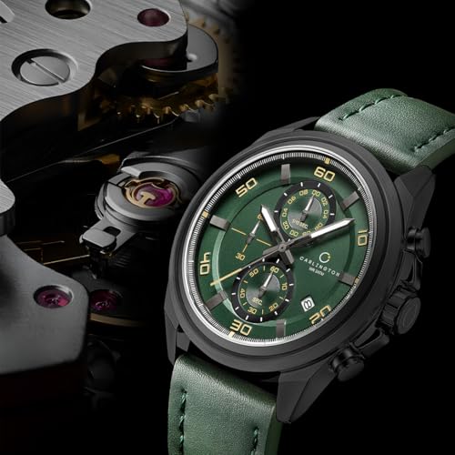 Image of Carlington Nitro Analog Chronograph Men's Premium Leather Strap Wrist Watch | Quartz Movement | Water & Shock Resistant Watch for Men | Casual & Formal Wear - CT 8075