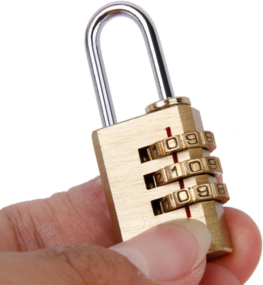 VIVITO 3-Digit Combination Lock for Security - Waterproof Brass Padlock for Luggage, Tool Box, Garden Fence, Locker, Gym, Gate etc.. (Pack of 1) 4