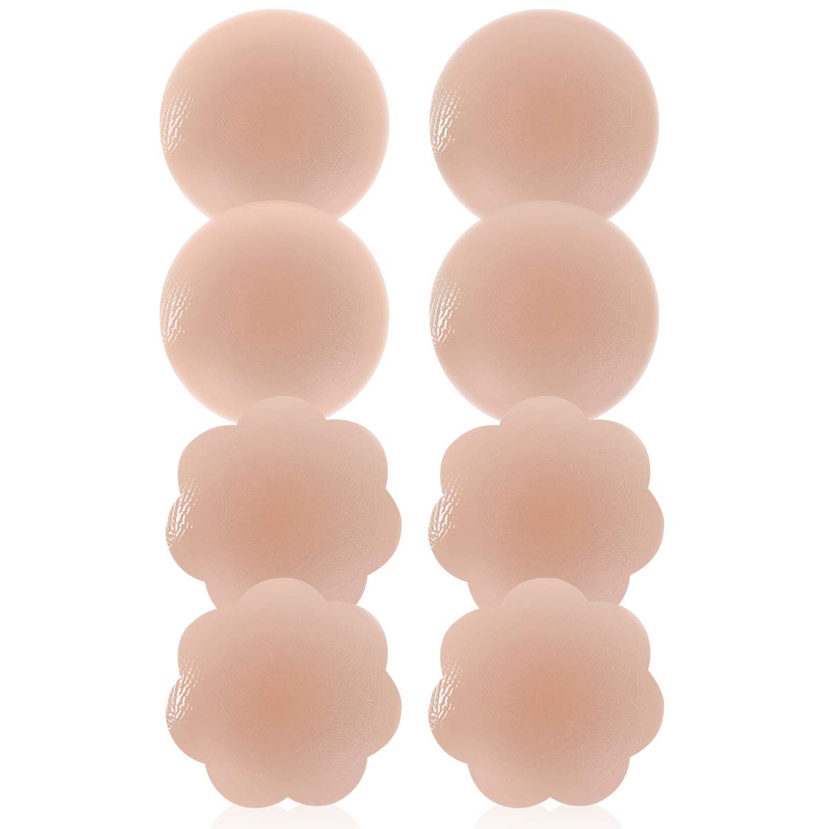 MUQU Nipple Covers Breast - No Show Pasties Reusable Women Sticky Seamless Silicone Breast Covers 4 Pairs Petals