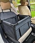 GoBuyer Waterproof Pet Dog Car Seat Booster Carrier Box and Basket with Seat Belt Harness Restraint for Puppy Cat Travel (Grey, Medium 50x40cm)