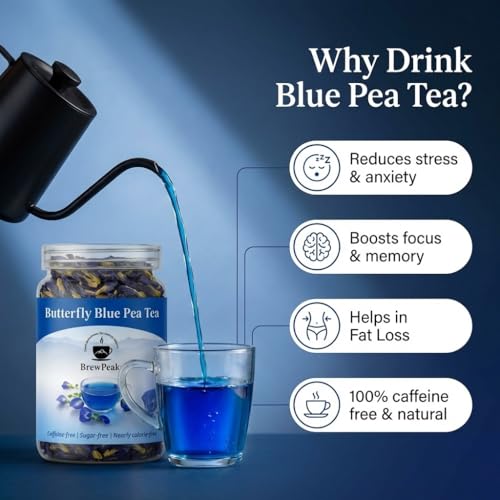 Image of BrewPeaks - Butterfly Pea Flower Tea - 25g - 60+ Cups | ANTIOXIDANT RICH | Aparajita - Shankhpushpi | Flower Based - Herbal - Caffeine Free - Detox Tea | Reusable Packaging