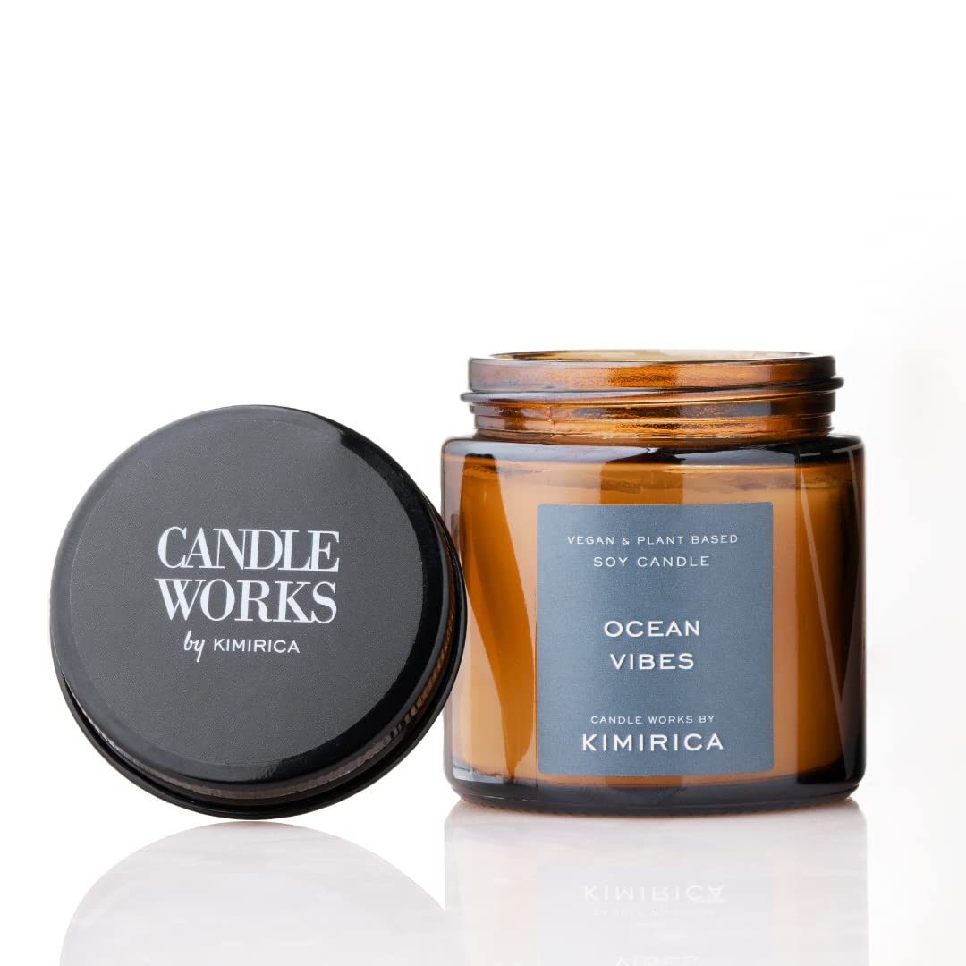 KIMIRICAOcean Vibes Premium Scented Candle | Plant-Based Soy Wax Aromatherapy Glass Jar 18 Hour Long Burning Candles for Home Decor, Luxury Gift All Occasions (80g)