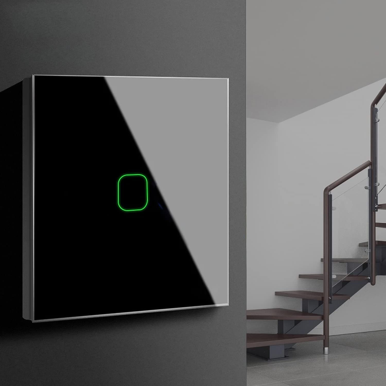 Maclean Touch Toggle Switch Light Switch Cross Switch Wall Switch Stair Switch with Color Change LED Backlight Recessed Switch (1-fold square - Image 2