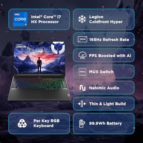 Image of Lenovo Legion 7 Intel Core i7-14700HX 16 inch (40.64cm) 3.2K IPS 430Nits 165Hz Gaming Laptop (32GB /1TB SSD /Win 11 /Office 2021 /NVIDIA RTX 4070 8GB /100% DCI-P3 /3m Game Pass /Eclipse Black /2.24Kg), 83FD0010IN