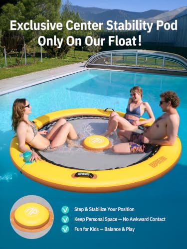 Image of Niphean Inflatable Water Hammock for Adults, 8FT with Center Stability Pad | Round Floating Ring with 2 Cup Holders, Pool Floats Adult, Heavy Duty Float Ring for for Lake, River & Pool