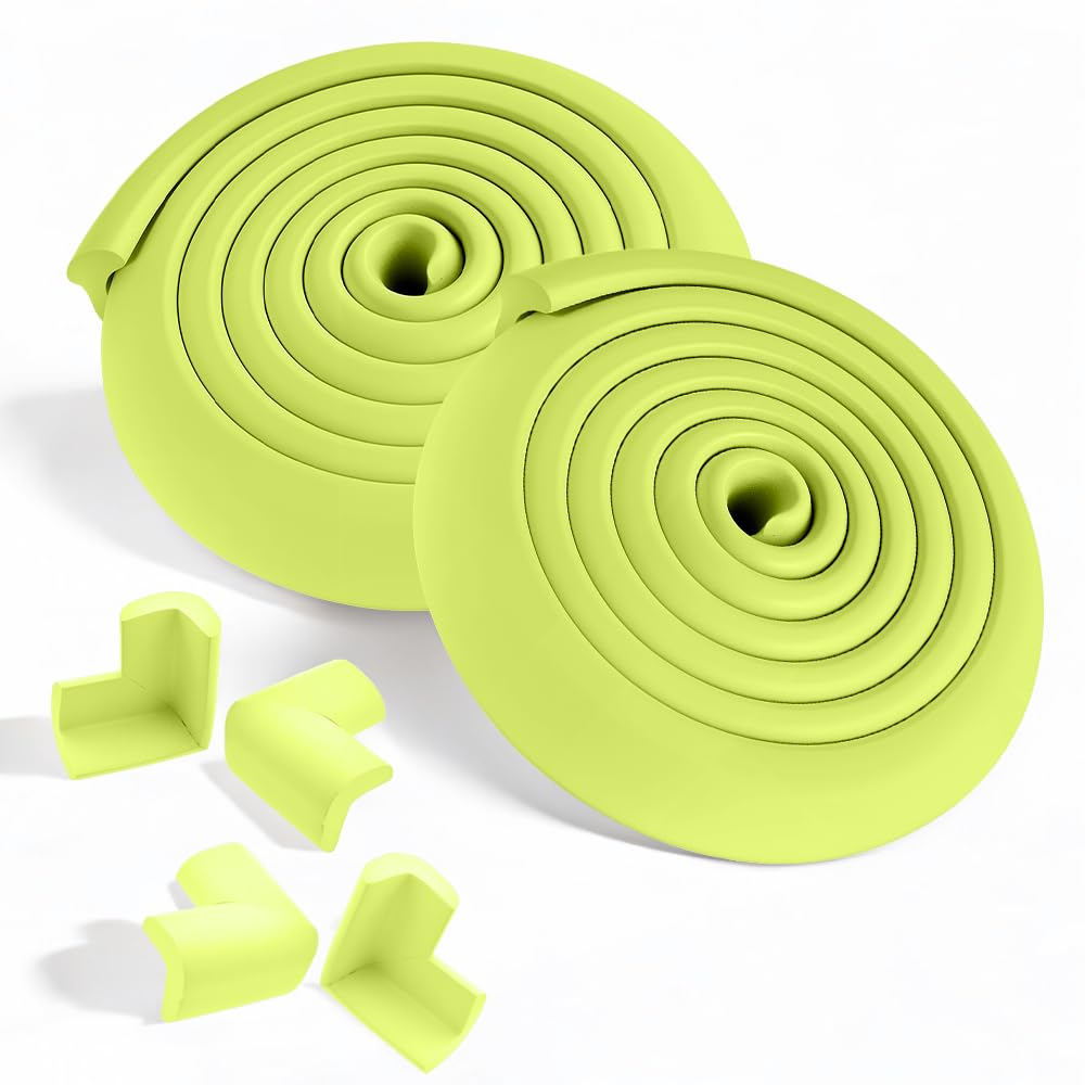 Extremegrippro Green 4M Foam Strip & 8 Corner Guards For Baby & Kids Safety - Edge Protection With Adhesive Tape, 2X 2M Strips, Easy Install, Uk Shipping (Green)