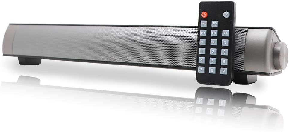Soundbar Portable Sound bar 3D Surround Sound Speaker, Mini Soundbar Home Theater with Remote Control Dual Connection Methods for PC Smartphones Music and Movie