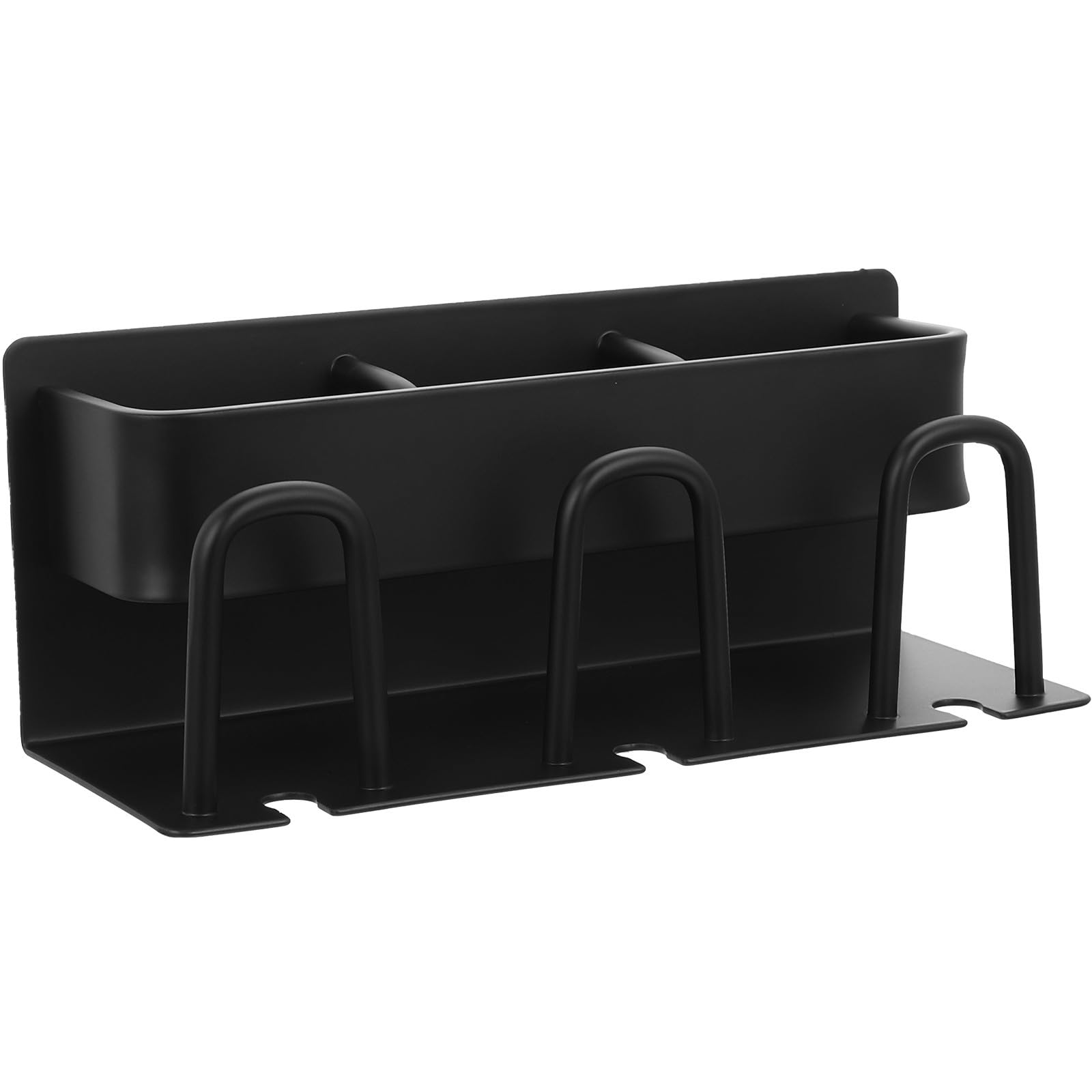 Ipetboom Porta Spazzolini Bagno da Muro in Alluminio Nero Design Multifunzionale e Drenaggio Acqua, Organizer Parete per Doccia e Cucina