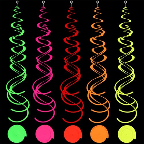 30 Piezas Neón Serpentinas Remolino, Fluorescente Guirnalda Multicolor, Decoraciones Colgantes en Espiral para Año Nuevo Carnaval Cumpleaños Fiesta Fluorescente