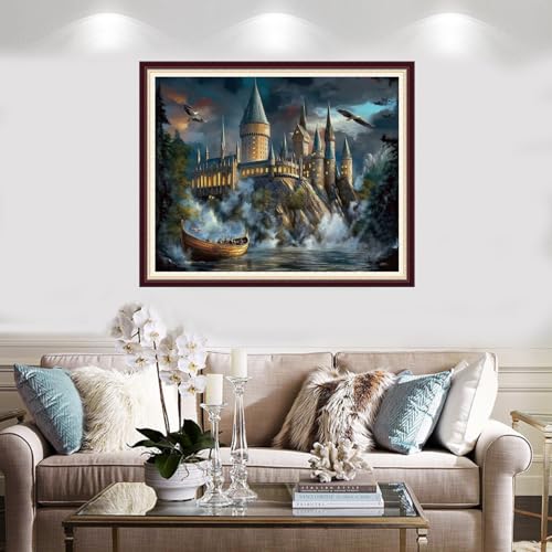 Image of Foxnyart Stamped Cross Stitch Kits Full Range of Embroidery Needlework Starter Kits for Beginners Adults 11CT Embroidery Patterns Art Crafts DIY Needlepoint Kit-Magic Castle 16x20 inchs