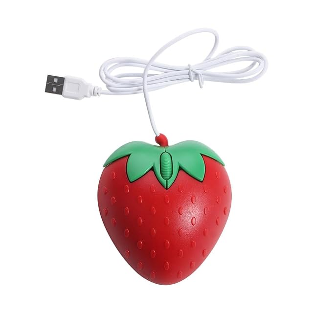 Kopida Cartoon Strawberry Shape Mouse Ergonomic Mini USB Wired Optical 800 DPI Computer Mice for Laptop PC Girl