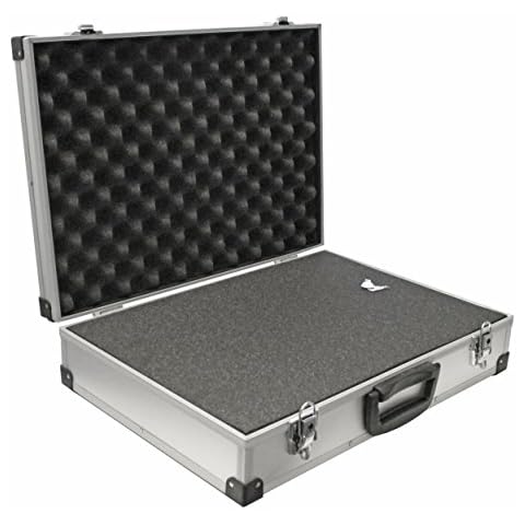 PeakTech 7265 - Carrying Case for Measurement Instruments, Resistant Aluminum Case, Tool Compartment, Foam Padding, with Padlock, High Quality Case, Dustproof, XL - 390 x 280 x 100 mm Cover
